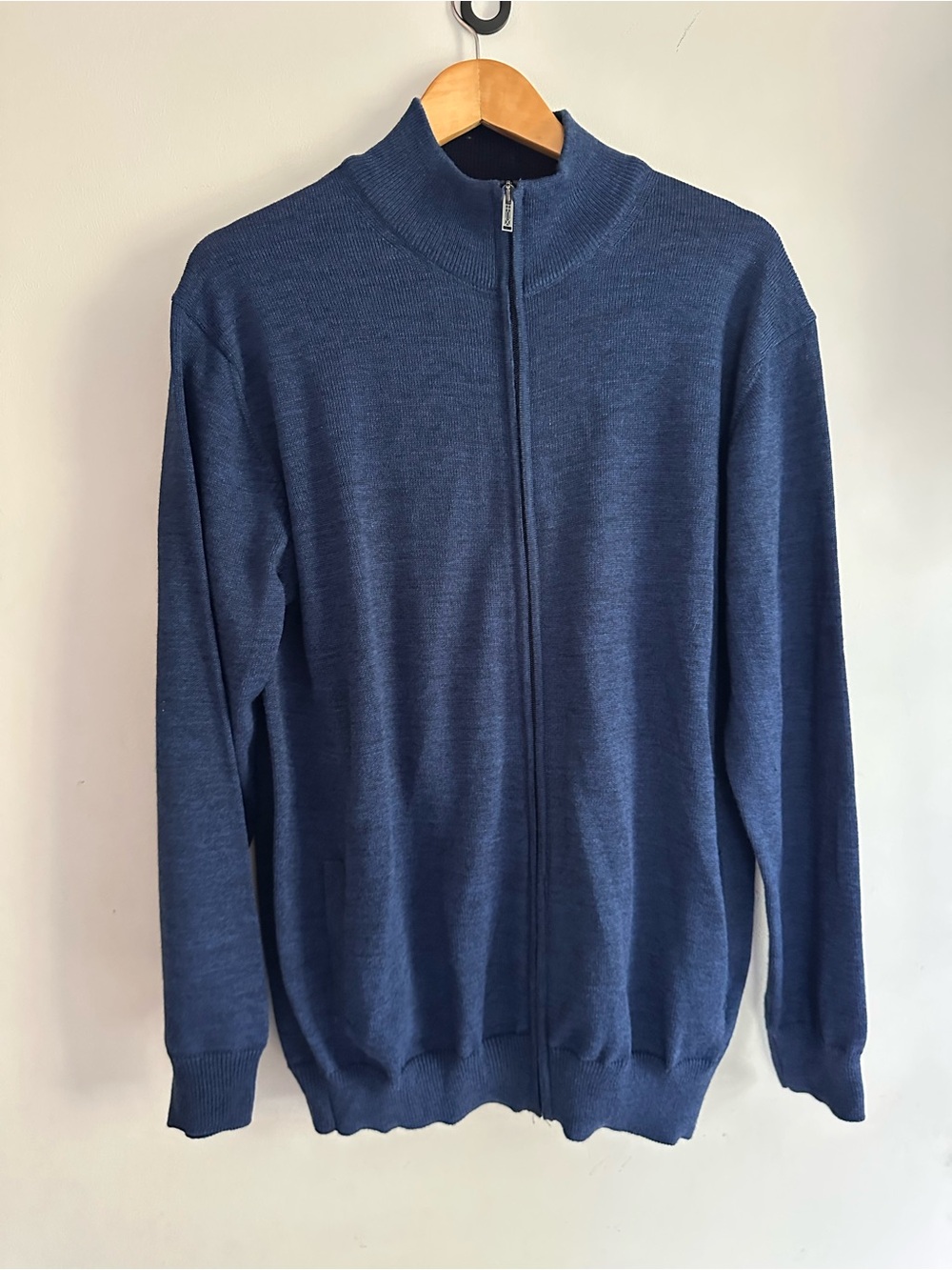 Re del Mare Merino Wool Full Zip Sweater Navy Blue Men’s 3XL